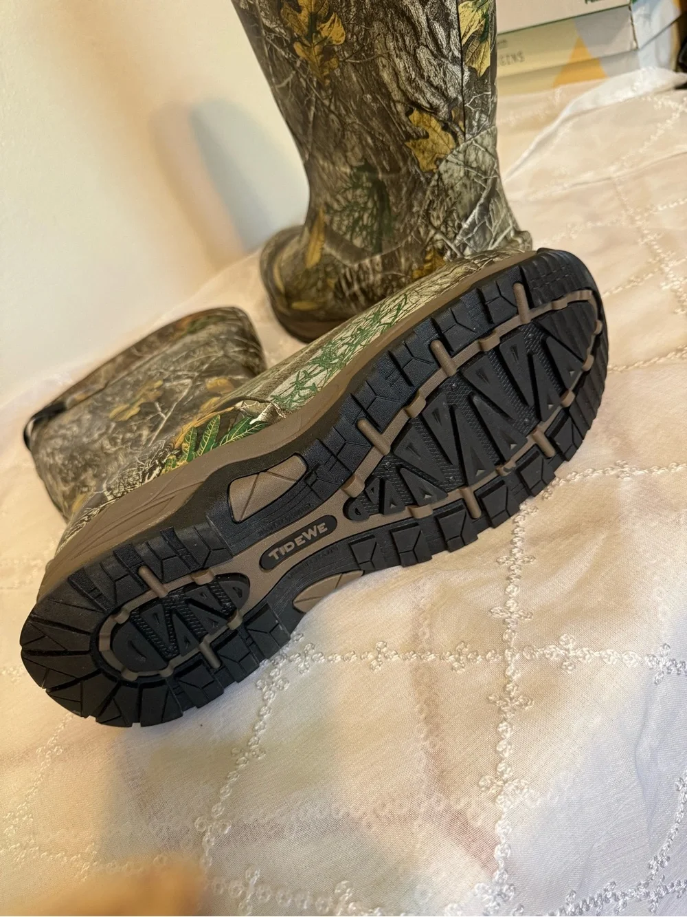 Men Camo Waterproof Pull-On Boots - Green/Brown